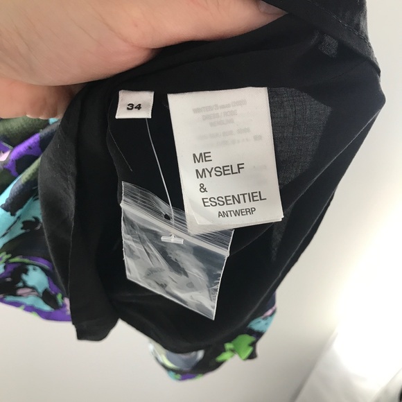 NWT Essentiel Antwerp Wengling Silk Mock Neck Floral Tie Sash Winter 2020 Dress - Picture 8 of 16